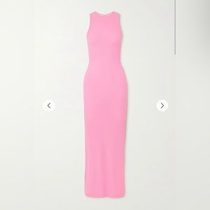 Skims high neck pink ribbed maxi dress